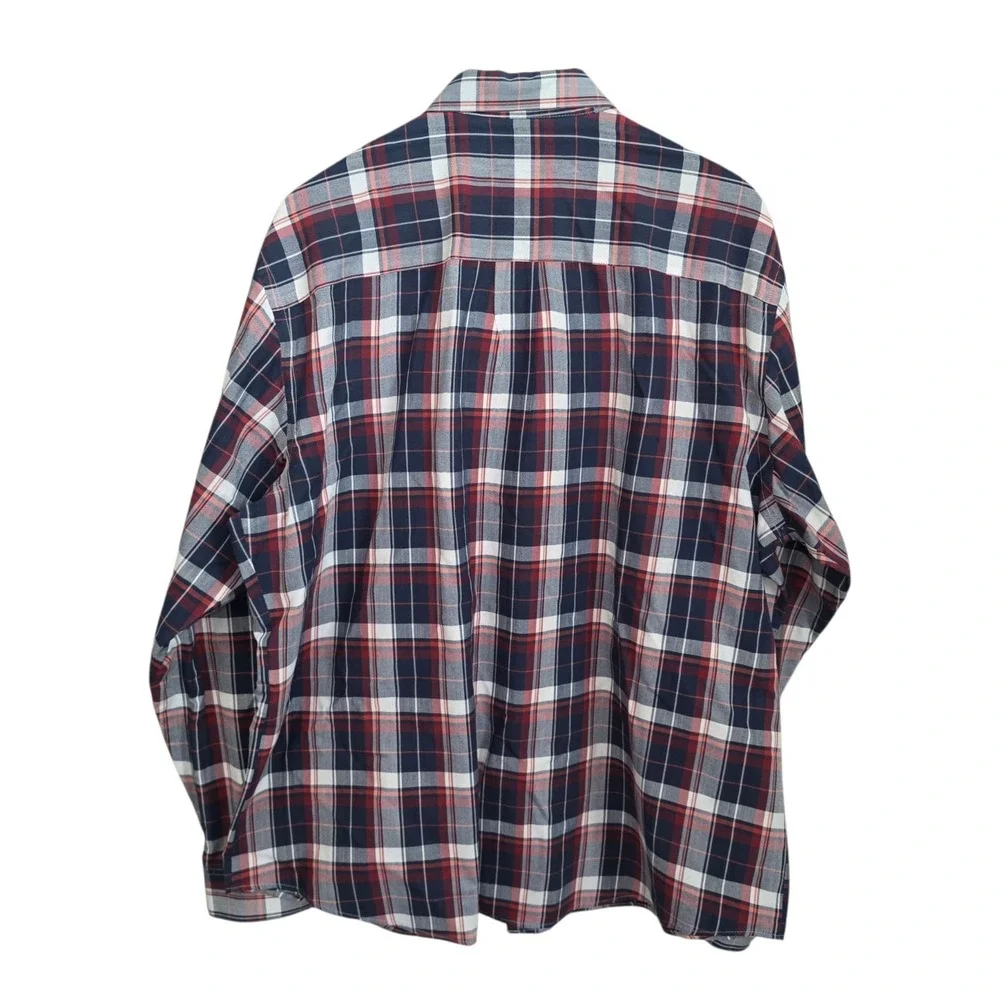 Van Heusen Dress Shirt Mens 18-18.5 XXL 2XL Blue Plaid Button Classic Fit Career